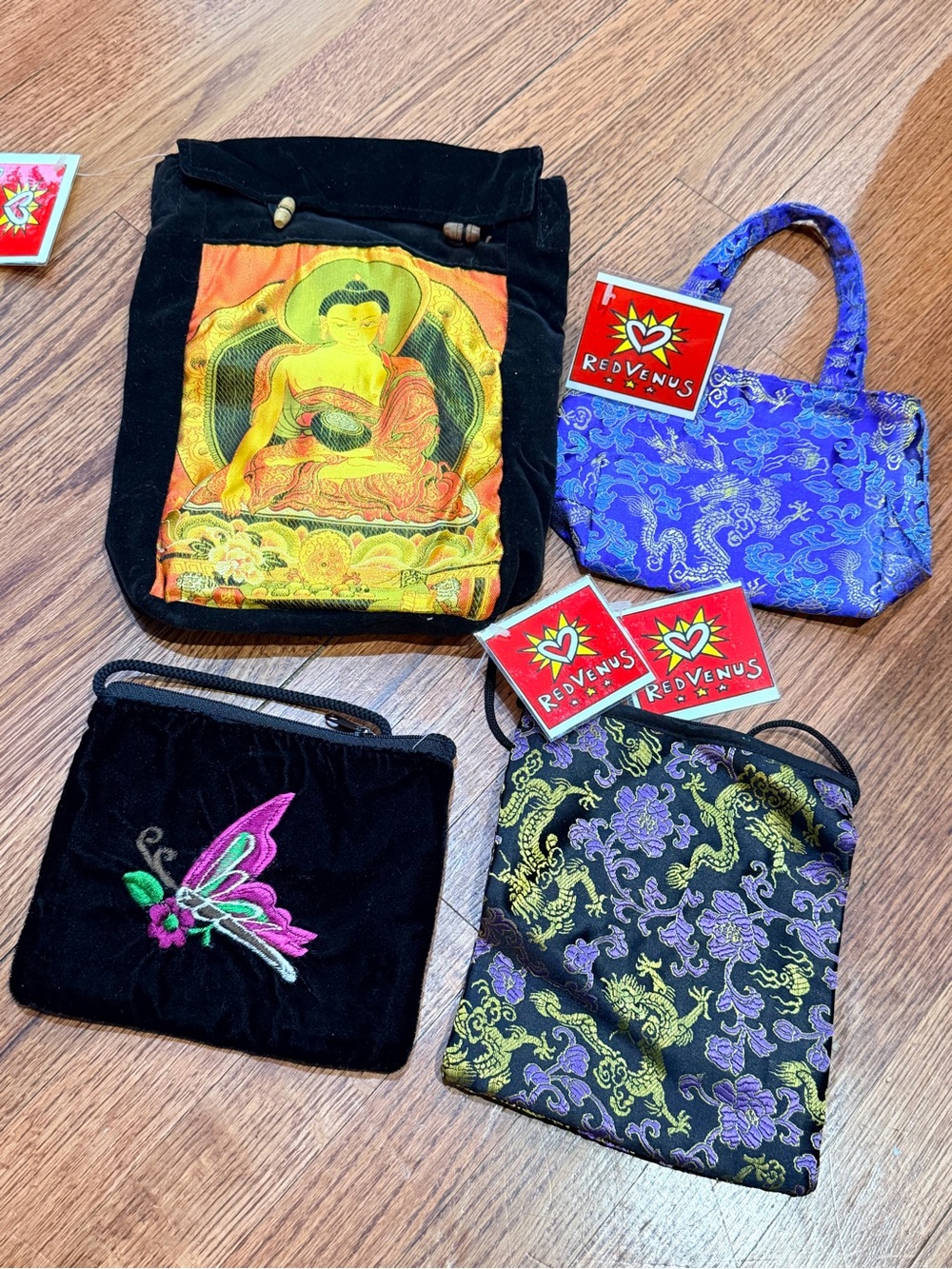 RED VENUS Lot of Y2K Salesman Samples Mini Bags - Black, Purple, Blue Deadstock